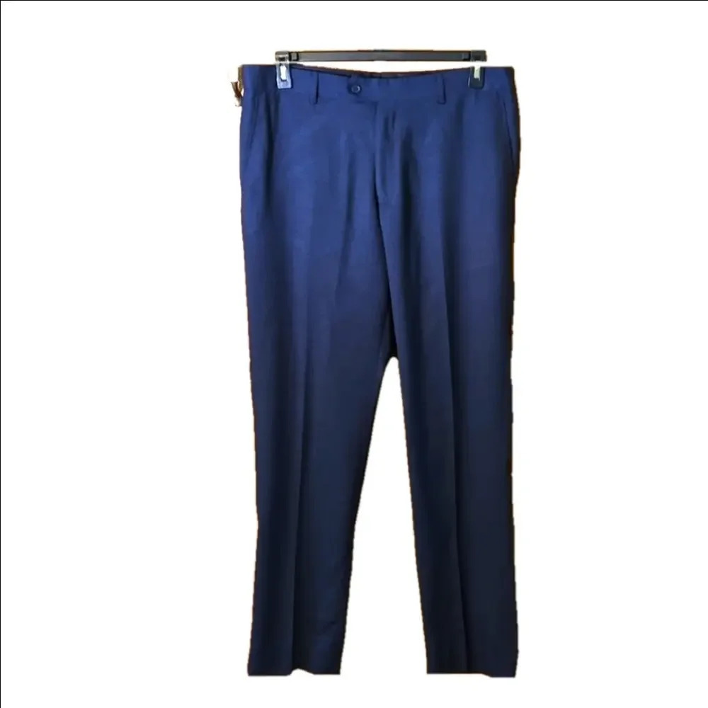 Alain Dupetit Men's Dress Pants Straight Leg Color: Slate Blue Size 36W/42L